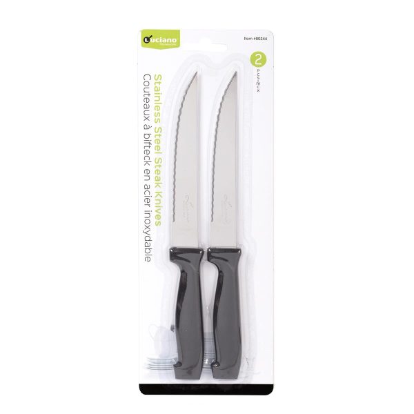 Luciano Stainless Steel Steak Knives with Plastic Handles – 8.5″ ~ 2 per pack