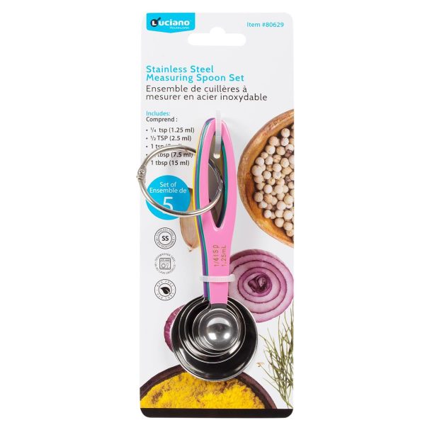 Luciano Stainless Steel Colored Measuring Spoons ~ 5 per set
