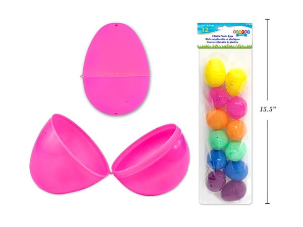 Easter Fillable Eggs – 2.5″ Neon ~ 12 per pack