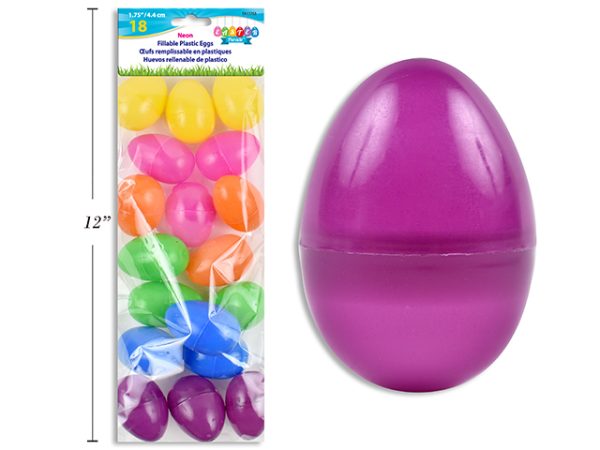 Easter Fillable Eggs – 1.75″ Neon ~ 18 per pack