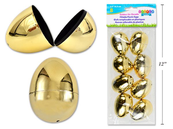 Easter Fillable Eggs – 2.5″ Gold ~ 8 per pack