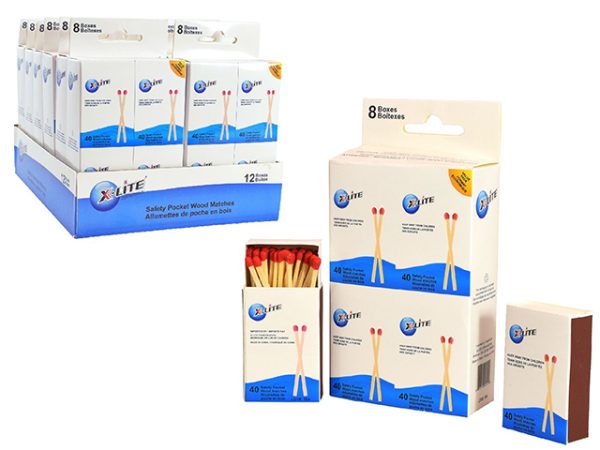 X-Lite Wooden Matches – 2″ L x 40 per box ~ 8 boxes per pack