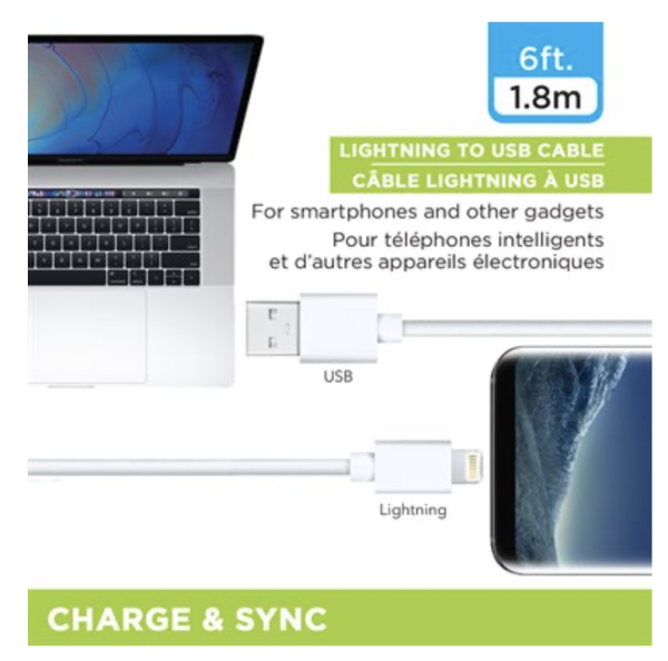 eLink Lightning USB Charge & Sync Cable ~ 6′ / 1.8M