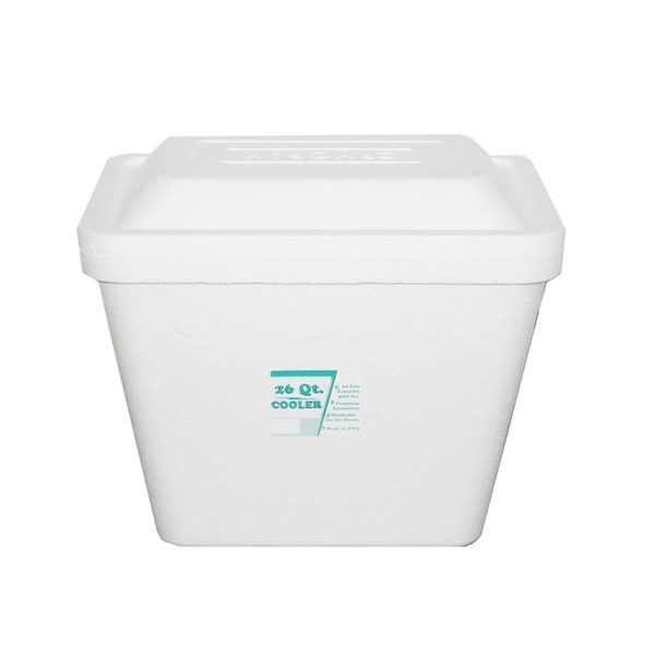 Styrofoam Cooler with Lid ~ 26 quart ~ SOLD ONLY BY CASE OF 12