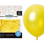 12″ Pearlized Round Latex Balloons – Yellow ~ 15 per pack
