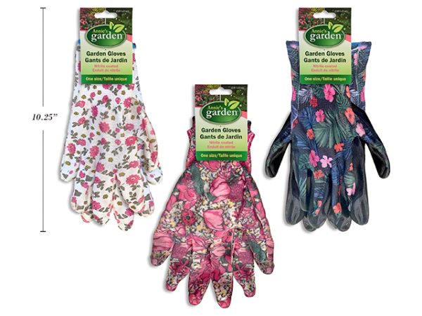 Printed Gardening Gloves – Nitrile Coated ~ 10″