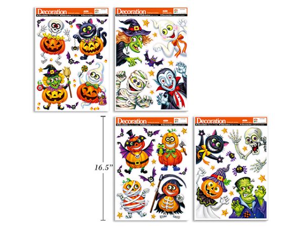 Halloween Glitter Window Clings ~ 4 assorted