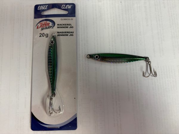 Eagle Claw Mackerel Minnow Jig, 20 gram ~ Green Silver Prism