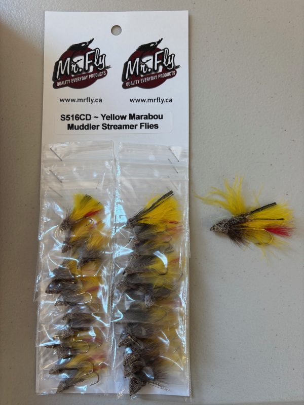 Yellow Marabou Muddler Streamer Flies