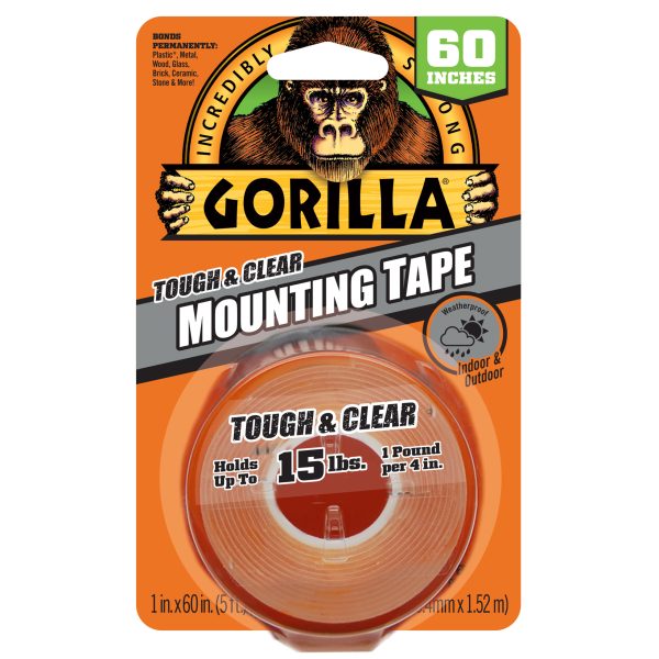 Gorilla Mounting Tape ~ 1″ x 60″ ~ holds up to 15lbs