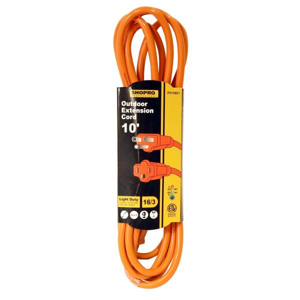 ShopPro Outdoor Orange Extension Cord ~ 10′