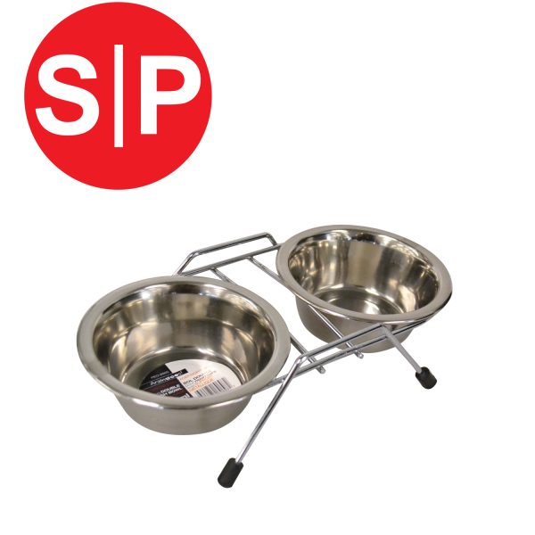 Double Diner Stands with Stainless Steel Dishes ~ 8oz each
