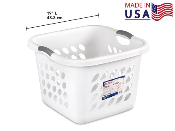 Sterilite Square Laundry Basket – White ~ 53 Litre