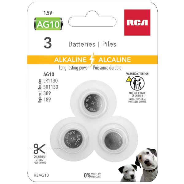 RCA Alkaline Cell “AG10” Batteries ~ 3/pack