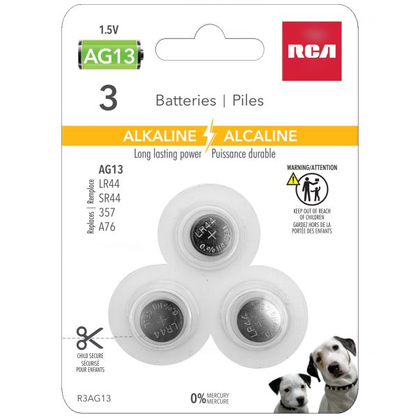 RCA Alkaline Cell “AG13” Batteries ~ 3/pack
