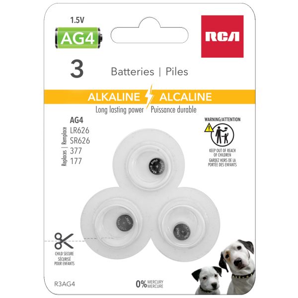 RCA Alkaline Cell “AG4” Batteries ~ 3/pack