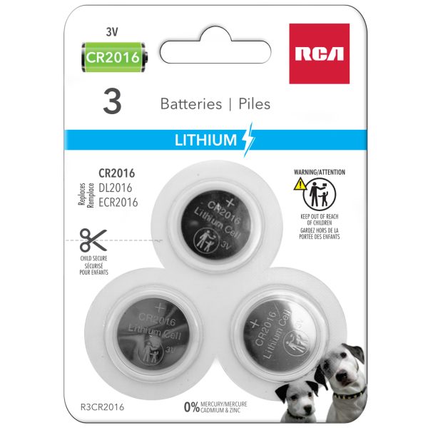 RCA Lithium Cell “CR2016” Batteries ~ 3/pack
