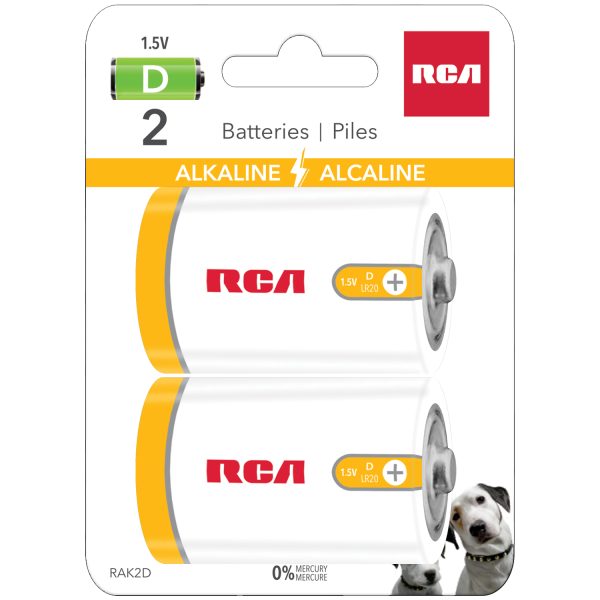 RCA Alkaline “D” Batteries ~ 2/pack