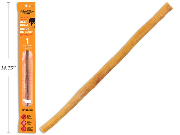 Riley & Rex 100% Natural Beef Bully Stick for Dogs ~ 12″ / 30.5cm