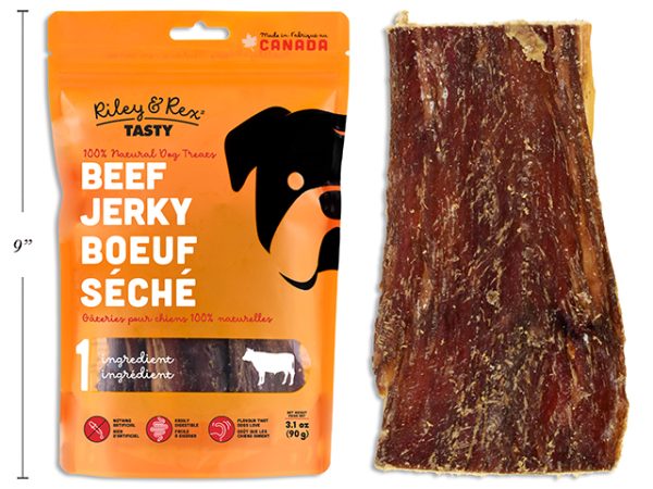 Riley & Rex 100% Natural Beef Jerky for Dogs ~ 90gr/3.1oz bag