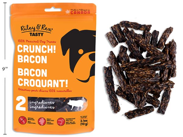 Riley & Rex 100% Natural Crunch! Bacon for Dogs ~ 90gr/3.1oz bag