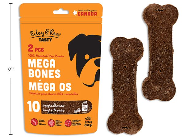 Riley & Rex 100% Natural Peanut Butter Mega Bones for Dogs ~ 150gr/5.3oz bag