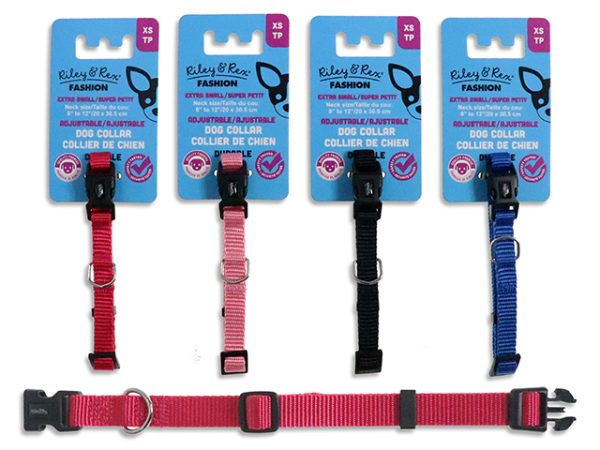 Riley & Rex Adjustable Solid Color Nylon Dog Collar – XSmall