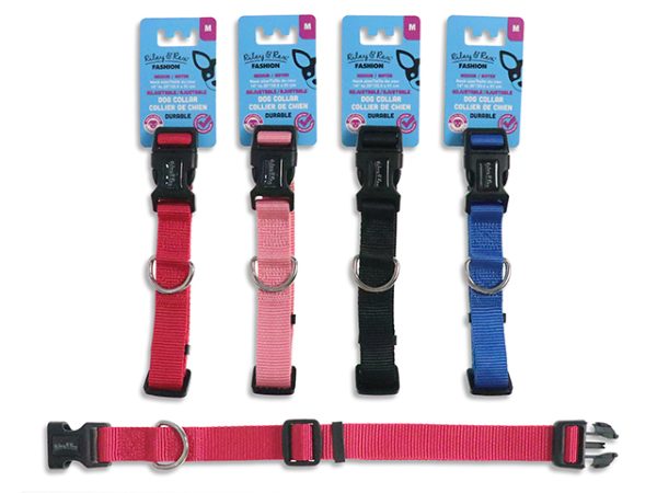 Riley & Rex Adjustable Solid Color Nylon Dog Collar – Medium