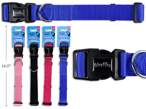 Riley & Rex Adjustable Solid Color Nylon Dog Collar – XLarge