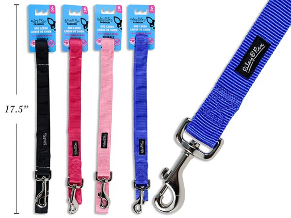 Riley & Rex Solid Color Nylon Dog Leash with Double Webbing ~ 6′ x 1″