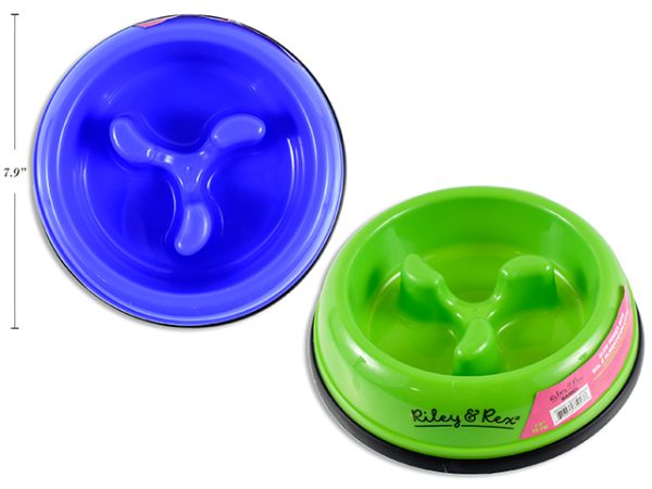 Riley & Rex Round Plastic Slow Feeder Bowl ~ 7-7/8″ x 2″