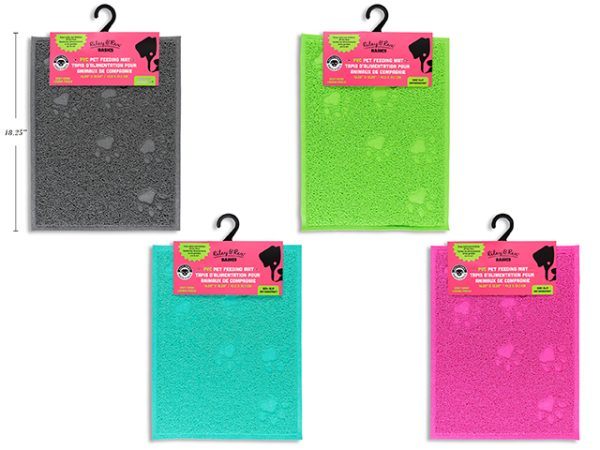 Riley & Rex Rectangular Paw Embossed PVC Pet Dish Mat ~ 16.25″ x 12.25″