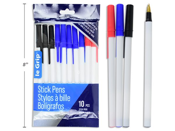 Le Grip Stick Pens {1.0mm} – Assorted Color Ink ~ 10 per pack