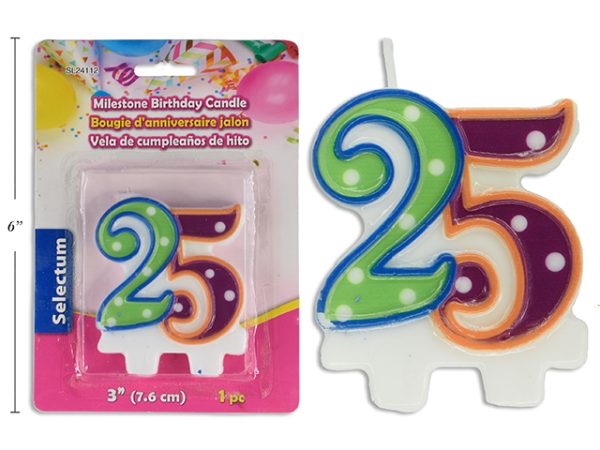 Selectum 3″ Milestone Birthday Candle ~ 25