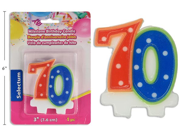 Selectum 3″ Milestone Birthday Candle ~ 70