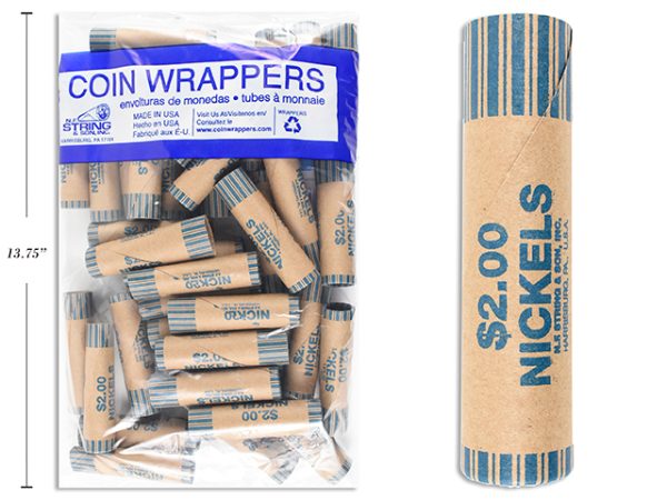 Paper Coin Wrappers – 5 Cent ~ 36 per bag