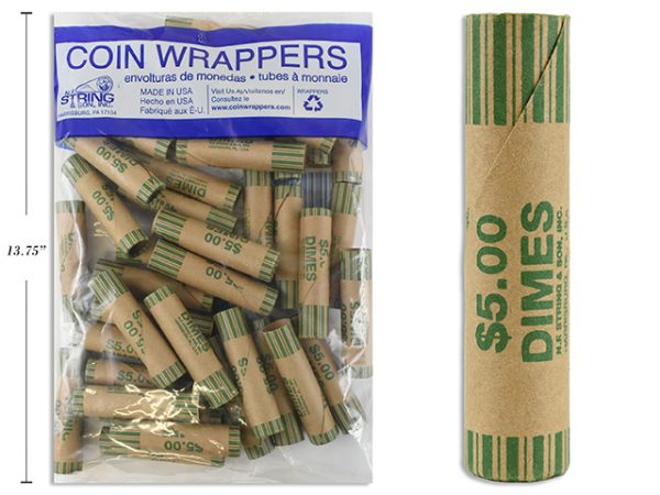 Paper Coin Wrappers – 10 Cent ~ 36 per bag