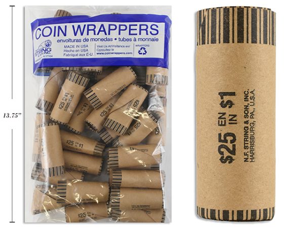 Paper Coin Wrappers – Loonie ($1) ~ 36 per bag