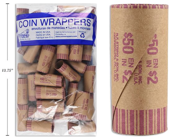 Selectum Paper Coin Wrappers ~ Toonie ($2) ~ 36 per bag