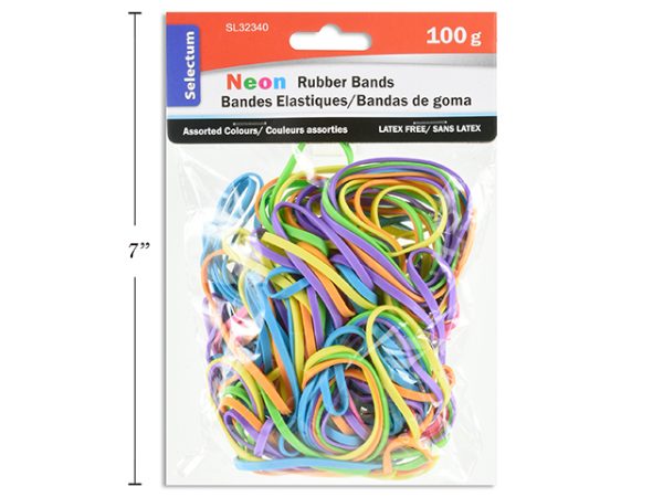 Selectum Rubber Bands #32 – Assorted Neon Colors ~ 100 gram bag
