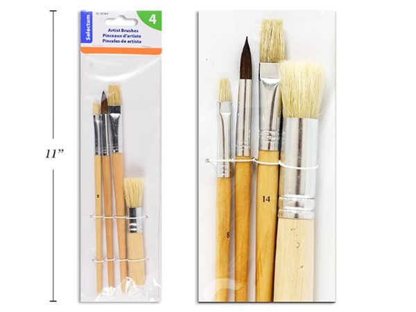 Selectum Flat & Round Artist Brushes ~ 4 per pack