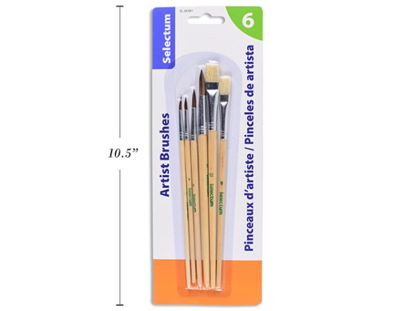Selectum Artist Brushes with Wooden Handle ~ 6 per pack