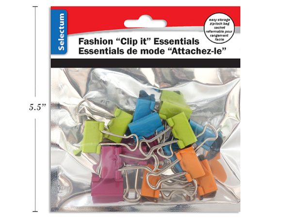 Selectum Colored Foldback Clips – Small – 3/4″ / 19mm ~ 15 per pack