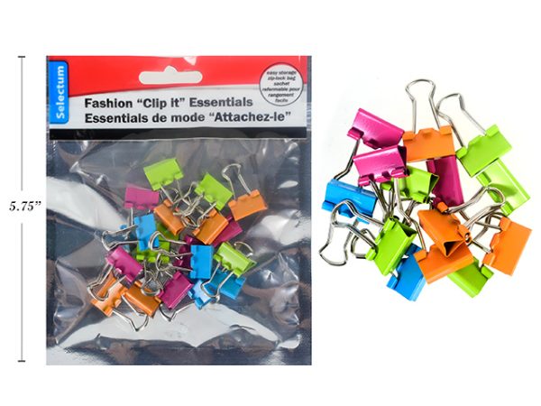 Selectum Colored Foldback Clips – Mini – 3/5″ / 15mm ~ 18 per pack