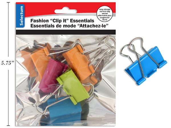 Selectum Colored Foldback Clips – Medium – 1-1/4″ / 32mm ~ 6 per pack