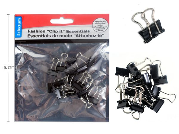 Selectum Black Foldback Clips – Mini – 1/2″ / 25mm ~ 16 per pack