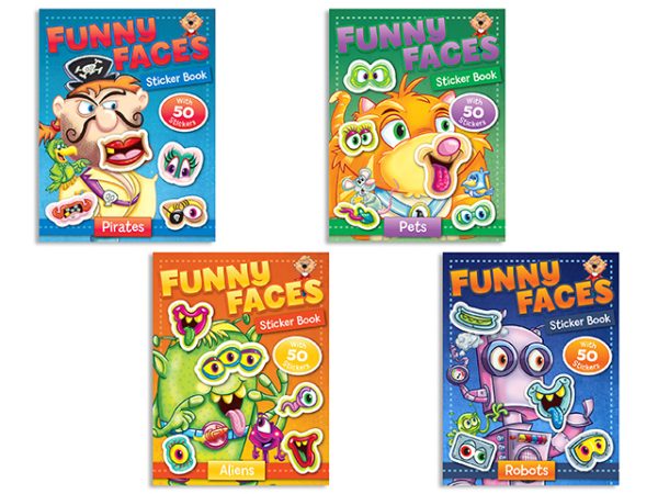 Funny Faces Sticker Book ~ 4 assorted