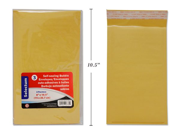 Selectum Kraft Peel-N-Seal Bubble Envelopes – 6″ x 10.5″ ~ 3 per pack