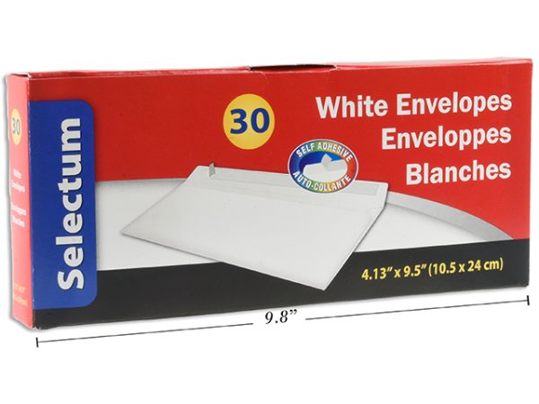 Selectum White Envelopes #10 – Peel N Seal ~ 30 per box