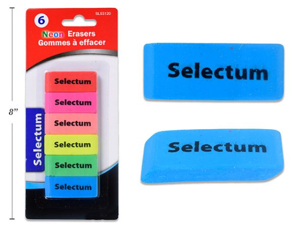 Selectum Neon Color Erasers ~ 6 per pack